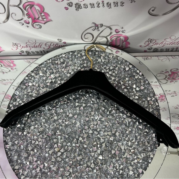 Authentic Chanel hanger velour velvet version plastic black gold logo emblem - Picture 11 of 16